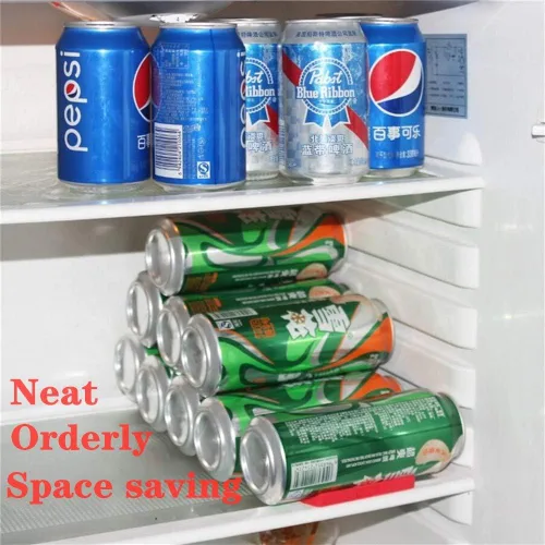 Vista 2 de Dispensador de bebidas para refrigerador, organizador de botellas de agua, organizador de latas de soda para refrigerador, soporte de almacenamiento