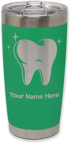 Vista 37 de LaserGram Vaso aislado al vacío de 20 onzas, con diente, grabado personalizado incluido (negro)