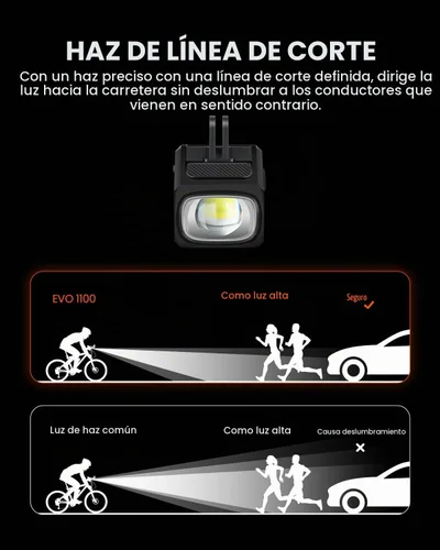 Vista 3 de Magicshine EVO 1100 Smart Bike Light with Cut-Off Beam – Glare-Free USB-C Rechargeable Bicycle Headlight, Underneath Mount Compatible with Garmin