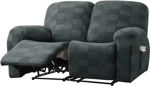 Vista 13 de vctops 10 fundas geométricas para sofá reclinable copetudo, suaves, elásticas y suaves de 4 asientos, funda antideslizante para sofá, protector