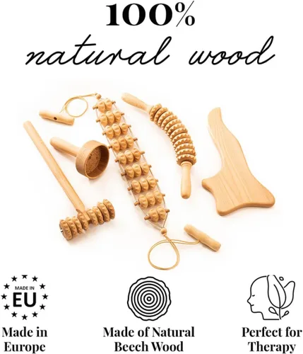 Vista 8 de tuuli Accesorios Maderotherapy Set de madera masajeador Rodillo trasero Celulitis Dispositivo de drenaje linfático Copa sueca