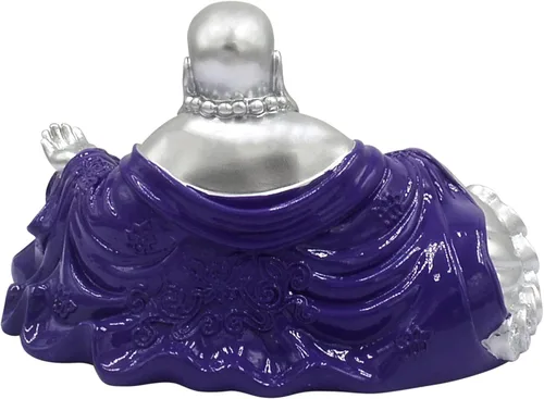 Vista 3 de Feng Shui "NGAN Chee" Estatua de Buda sonriente en amuleto casero púrpura real