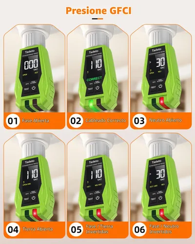 Vista 5 de Tadeto Herramienta de búsqueda de disyuntores con probador de salida, rápidamente GFCI, voltaje, probador eléctrico con pantalla LCD doble, enchufe