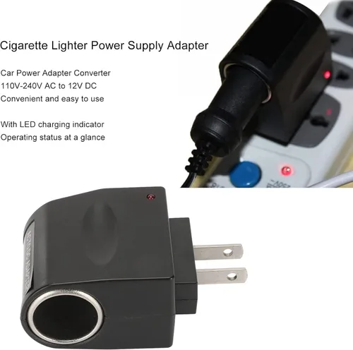 Vista 3 de Convertidor de alimentación de CA a CC, 110 V a 240 V CA a 12 V CC 1000 mA Adaptador de corriente para encendedor de cigarrillos de automóvil