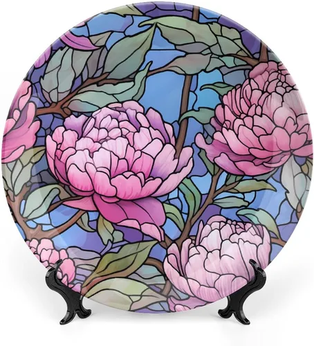Vista 11 de Platos decorativos, pájaro azul y flores, vitrales, para el hogar, oficina, cocina, decoración de mesa, platos de porcelana de 6 pulgadas, regalos