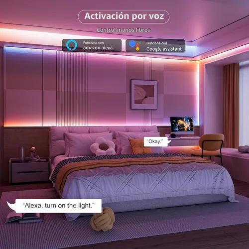 Vista 5 de MIWISE Tira de luz LED RGB Smart IC COB, luz de cinta LED flexible de 20 pies, tira RGB direccionable WS2811 con control de aplicación/modo