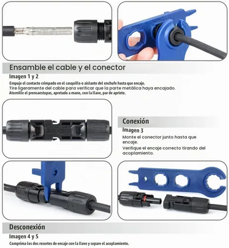 Vista 5 de iCrimp - Kit de herramientas de prensado de panel solar fotovoltaico, con conector solar c/w funciona para AWG14-10, 2.5/4/6mm², conectores solares