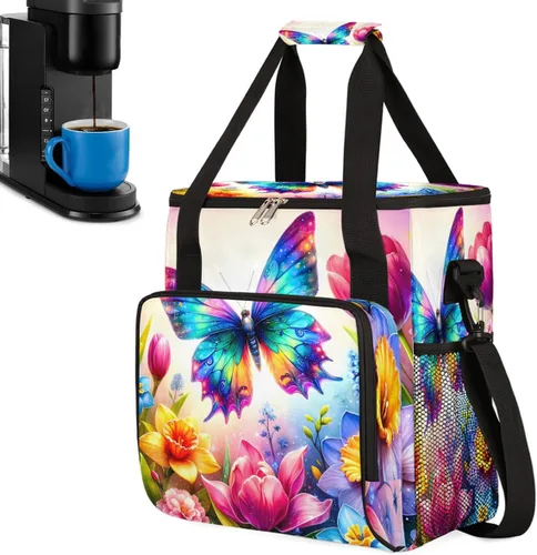 Vista 24 de Bolsa para cafetera compatible con K-Mini o K-Mini Plus Coffee Cup Pattern1 Coffees Machine Travel Storage Tote Bag Compatible Portable Single