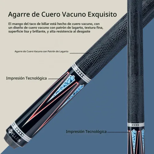Vista 8 de KONLLEN Carbon Fiber Pool Cue Low Deflection Pro Taper Billiard Cue 001 1.0 KL-08 Azul