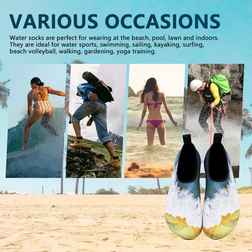 Vista 4 de Valennia Zapatos de agua descalzos de secado rápido, calcetines de yoga para playa, natación, surf, ejercicio para mujeres y hombres