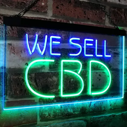 Vista 3 de ADVPRO CBD Sold Here - Letrero de neón LED de doble color, verde y azul, 12 x 8.5 pulgadas st6s32-i3091-gb