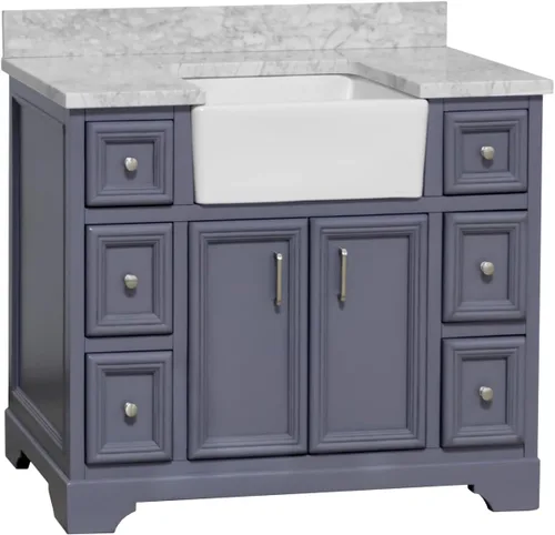Vista 11 de Kitchen Bath Collection Zelda - Mueble de granja de 42 pulgadas (carrara/chocolate): incluye gabinete de chocolate con encimera de mármol italiano