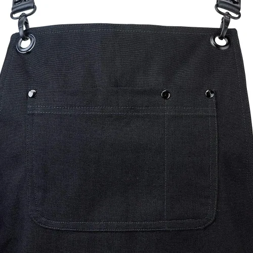 Vista 4 de Mercer Culinary Metro Edge Renegade - Delantal con peto, color negro y correas de cuero marrón