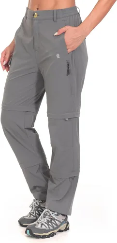 Vista 6 de Little Donkey Andy. Pantalones convertibles para mujer, elásticos, con cremallera y de secado rápido, para senderismo Caqui