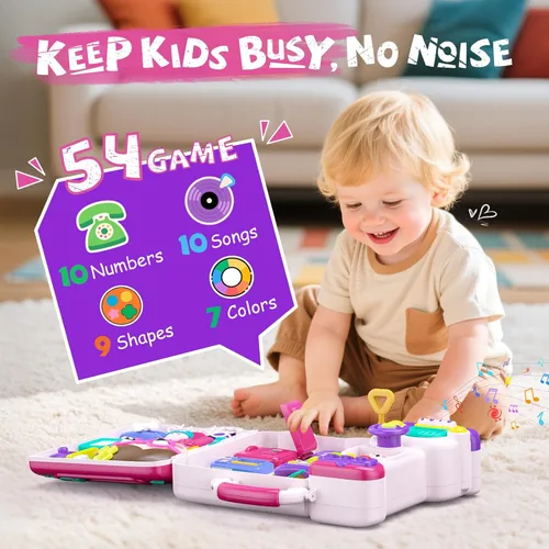 Vista 2 de 54-en-1 Juguetes de Tablero Ocupado Montessori en Inglés y Español para Niñas de 1 y 2 Años, Juguetes Educativos Montessori de Aprendizaje