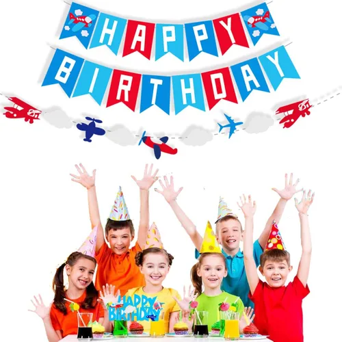 Vista 3 de Cartel de cumpleaños de avión de avión, aviador, aviación, cumpleaños, temática de arriba y fuera, cartel de fiesta para niños, suministros de baby