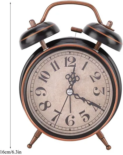 Vista 2 de AUNMAS Reloj despertador vintage, alarma de campana doble con esfera luminosa brillante, gestión de tiempo de noche retro para adultos con sueño