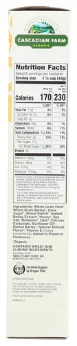 Vista 3 de Cascadian Farm Organic Honey Nut O's - Cereal de nueces y miel, 9.5 onzas