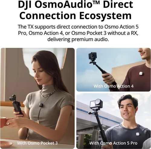 Vista 5 de DJI Mic Mini (1 TX + 1 RX), micrófono inalámbrico Lavalier para iPhone/cámara/Android, ultraligero, audio rico en detalles, cancelación de ruido