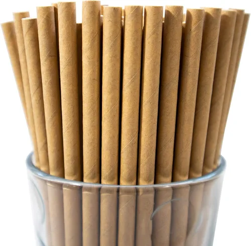 Vista 41 de Paquete de 150 pajitas de papel biodegradables de 4 capas de cheurón rosa bebé (compostables, no tóxicas, sin BPA)
