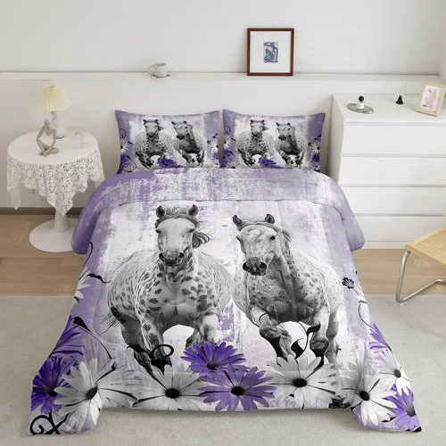 Vista 25 de Erosebridal Juego de edredón con estampado de vaca de las Highland, juego de ropa de cama de granja occidental verde azulado, decoración rústica