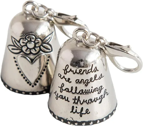 Vista 3 de Creative Blessing Bell Friends are Angels by Your Side Always with You Tiny Silver Bell, regalo adecuado para amigos o seres queridos, decoraciones