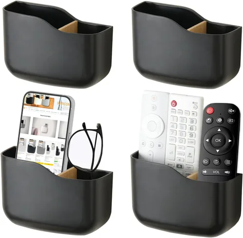 Vista 13 de SUNFICON Soporte remoto de montaje en pared, ventilador de TV, soporte de control remoto, organizador de pared, soporte de teléfono para oficina