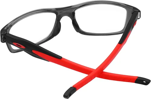 Vista 4 de BroLizard - Brazos de repuesto para Oakley Crosslink Glass Satin Black Frame - Rojo con anillo de icono