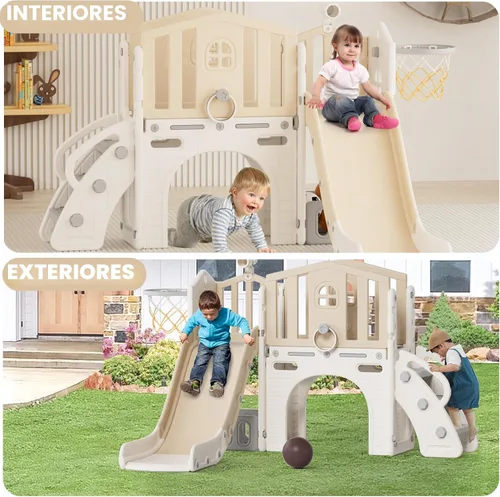 Vista 8 de YUFU Juego de tobogán 8 en 1 para niños pequeños, tobogán para niños de 1 a 3 años, juego de juego para niños pequeños con escalador, aro
