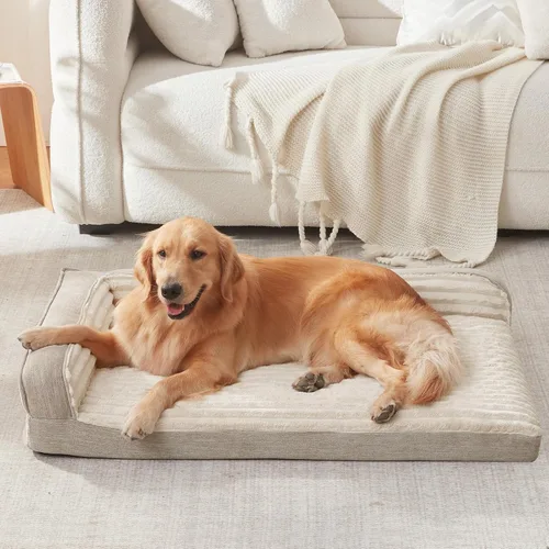 Vista 3 de WINDRACING Camas ortopédicas para perros pequeños, sofá cama impermeable de espuma de huevo para perros con lados de refuerzo en L, cama lavable