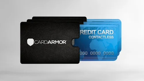 Vista 4 de Soporte para tarjetas de crédito, 6 fundas de bloqueo RFID de primera calidad con parte frontal transparente para una fácil visión, evita robos