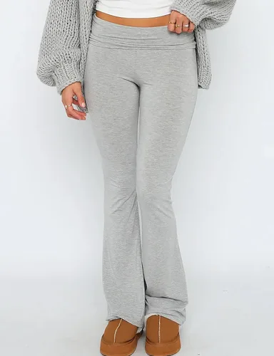 Vista 2 de Luckinbaby Pantalones ajustados acampanados para mujer, leggings plegables, elásticos, corte de bota, pantalones de yoga Y2K