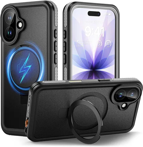 Vista 16 de Lanhiem Funda magnética impermeable para iPhone 17, a prueba de polvo, protector de pantalla integrado, [compatible con MagSafe] [Soporte invisible]
