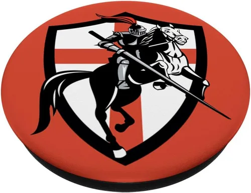 Vista 2 de Bandera de Inglaterra de caballo medieval Knight Jousting – PopSockets Grip y soporte para teléfonos y tabletas