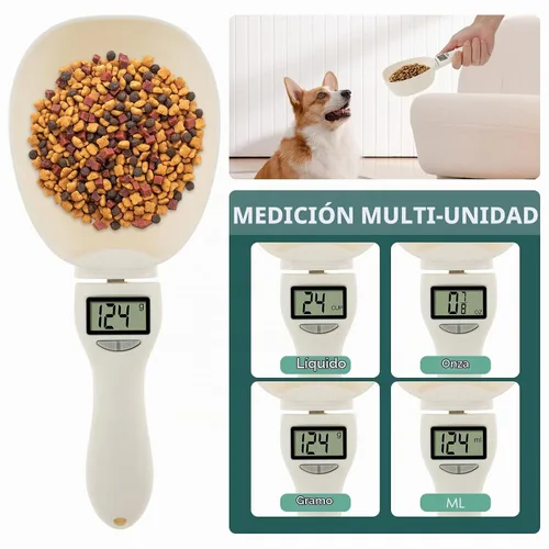 Vista 5 de Cuchara medidora digital simple 4 en 1 unidad, 28.22 oz/0.04 oz de alta precisión, pantalla LED, mango extraíble, ideal para alimentos de mascotas