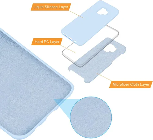 Vista 4 de Funda diseñada para Galaxy S9, silicona líquida de goma de gel a prueba de golpes, cojín de forro de tela de microfibra suave compatible con Galaxy