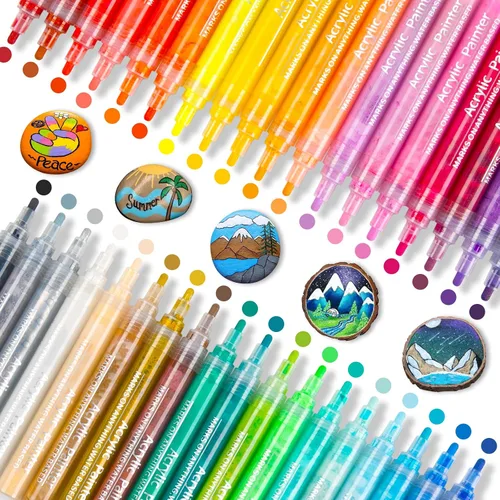 Vista 10 de JR.WHITE Bolígrafos de pintura acrílica, marcadores de pintura para pintura en roca, lienzo, madera, vidrio, tela, metal, plástico, artes y 12