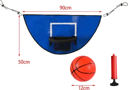 Vista 6 de Aro de baloncesto para cama elástica, con bomba y mini baloncesto, juguetes deportivos, mini aro de baloncesto para cama elástica con recinto
