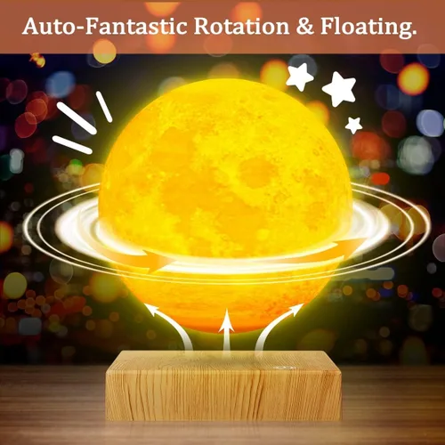 Vista 2 de Lámpara de luna levitante – Luz de luna flotante y giratoria girando en el aire – Lámpara de noche para oficina, hogar, decoración de habitación