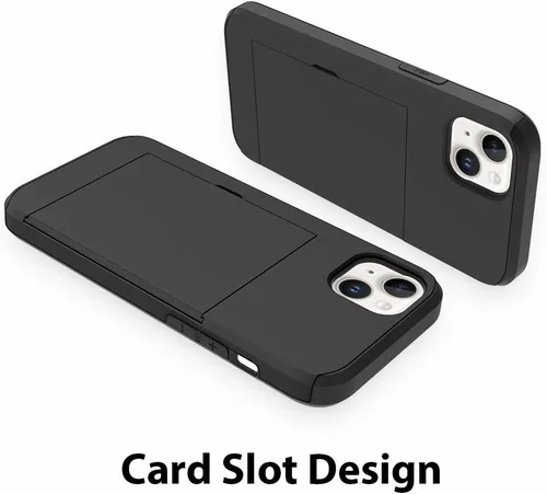 Vista 2 de ZIYE Funda para iPhone 13 con tarjetero, funda tipo cartera, antiarañazos, doble capa, bolsillo oculto, a prueba de golpes, compatible con iPhone 13