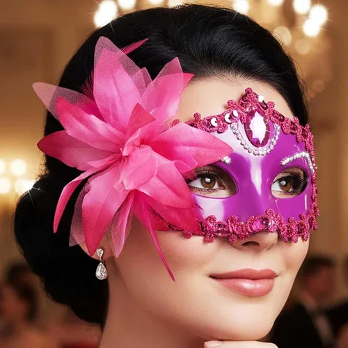 Vista 14 de Yokawe Máscara de mascarada negra para mujer, máscara veneciana de flores, de encaje, disfraz de Mardi Gras