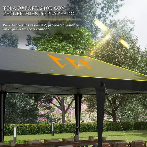 Vista 5 de Outsunny Carpa Emergente de 10' x 20', Carpas de Servicio Pesado Mejoradas para Fiestas, Gazebo Instantáneo al Aire Libre Refugio de Sombra Solar