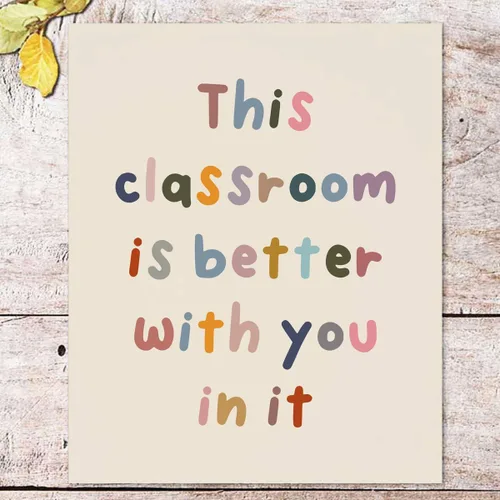 Vista 2 de Letreros de bienvenida con texto en inglés «This Classroom Is Better with You In It», póster de bienvenida para decoración de aula, arte de pared