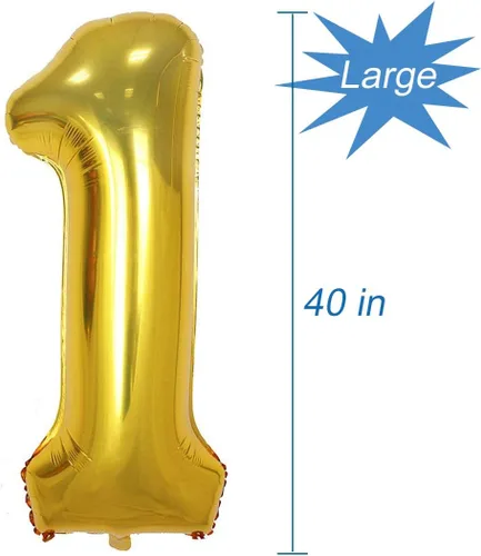 Vista 2 de Globos dorados del número 12, globos del número 21, 40 pulgadas