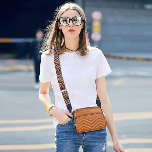 Vista 6 de Peacocktion Crossbody Bags for Women Travel Quilted Vegan Leather Small Cross Body Purses Shoulder Handbags with Wide Strap