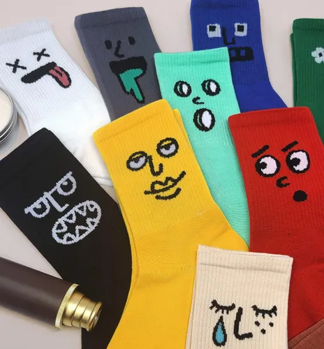 Vista 2 de Meloday 10 PACK Crazy Funny Emotion Crew Socks Soft Cotton - 10 different fun designs and color per pack