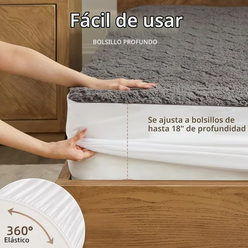 Vista 7 de Caperia Protector de colchón térmico individual, protector de colchón eléctrico con 9 ajustes de calor, función de memoria, calentamiento rápido Gris