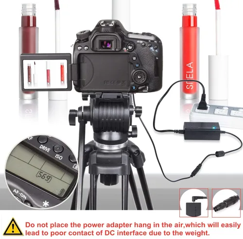 Vista 5 de Kimaru Batería ficticia LP-E12 ACK-E12 Adaptador de corriente de CA DR-E12 Kit de acoplador de CC para cámaras Canon EOS M50 Mark II, M50, M200