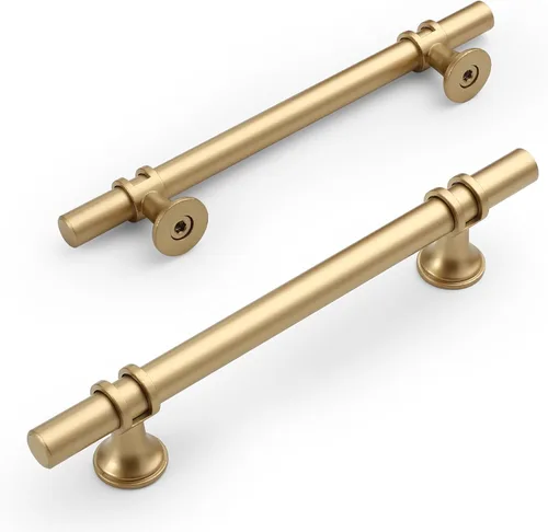 Vista 12 de Amerdeco ZH0050 - Paquete de 10 pomos de bronce champán para gabinetes, barra en T de 2 pulgadas, manijas de gabinete de cocina, manijas