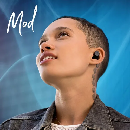 Vista 5 de Skullcandy Mod - Auriculares intrauditivos inalámbricos con Bluetooth, color gris claro/azul Bluetooth Headphones, 32 Hours Battery, Noise